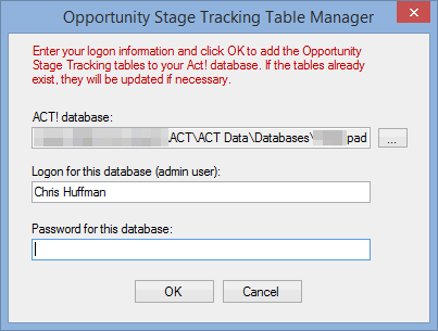 The first screen of the OST table Manager